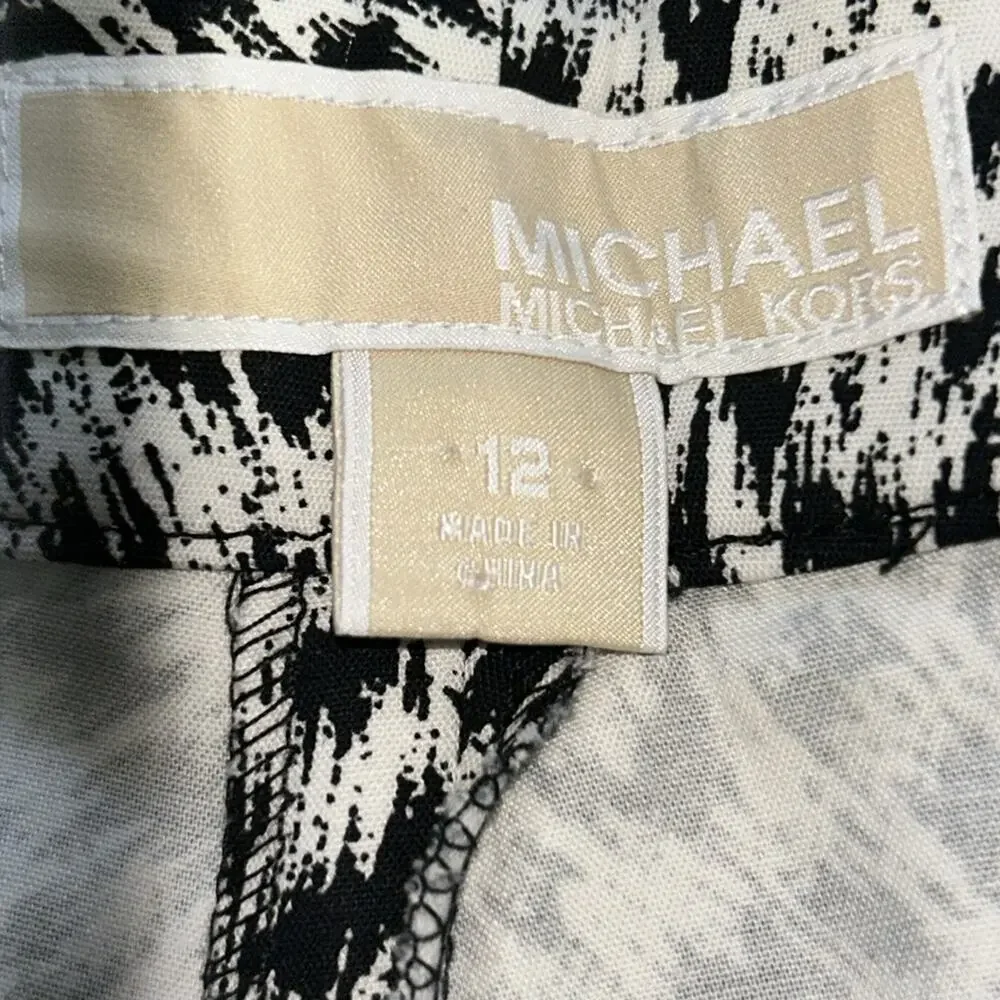 Woman’s Michael Kors Miranda Jaguar Print Cotton Pants Black and White Size 12